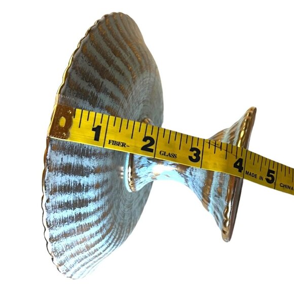 Vintage 1960s Stangl PotteryTrenton NJ Blue & Gold Fluted Pedestal Dish 6.5 x 4 - Picture 5 of 6